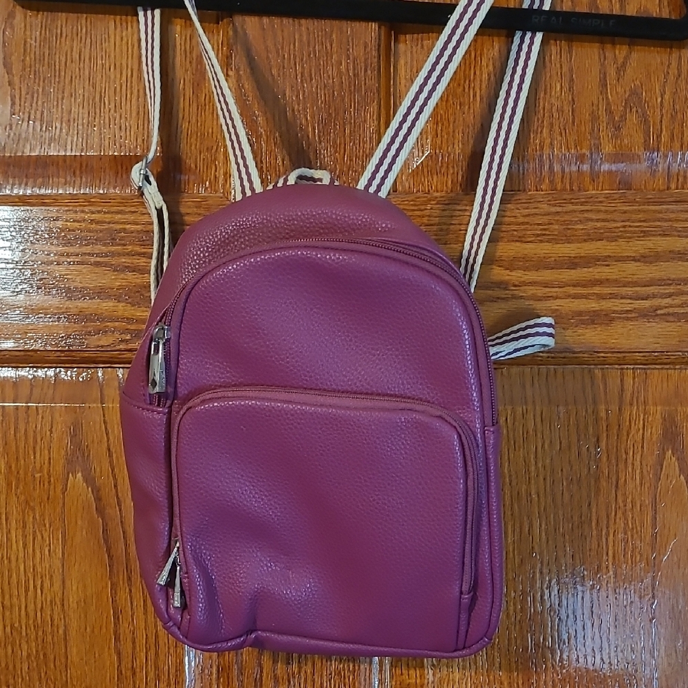 Fuschia Striped Mini Backpack